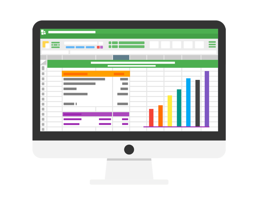 Graphic of computer displaying analytic data