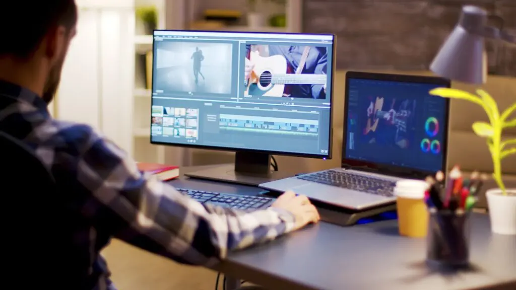 Content creator using software for video production