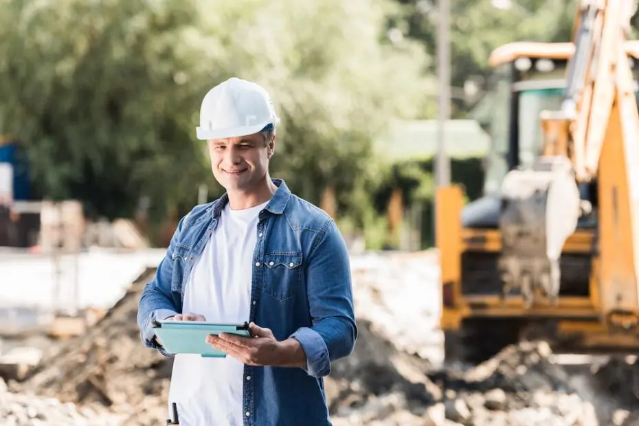 construction worker with tablet