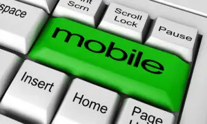 mobile word on keyboard button for mobile website design