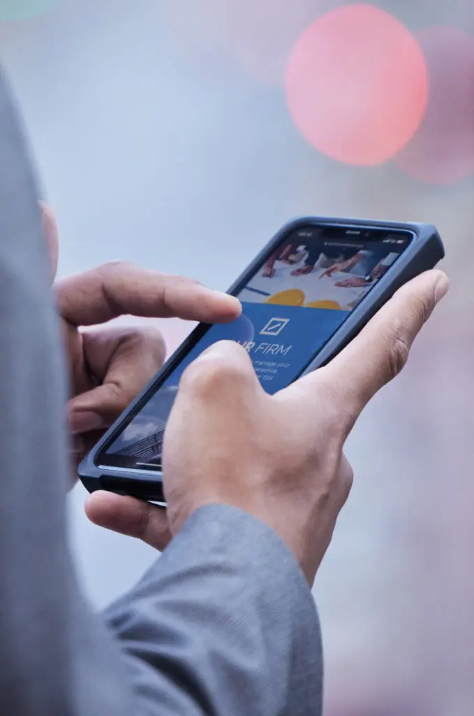 person navigating website on a cell phone