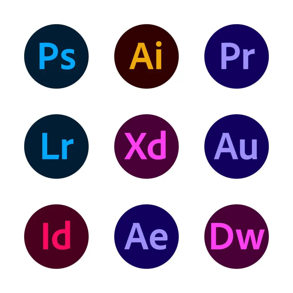 round adobe creative suite logos