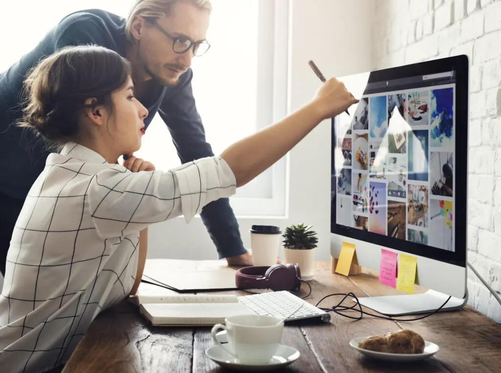 people working together to build website