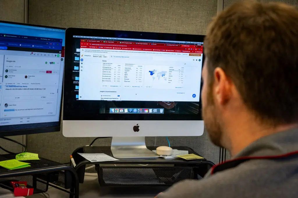 Dot Marketing SEO Specialist performing an analytics review.