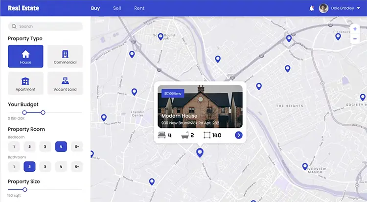 Property Location Map on real estate website