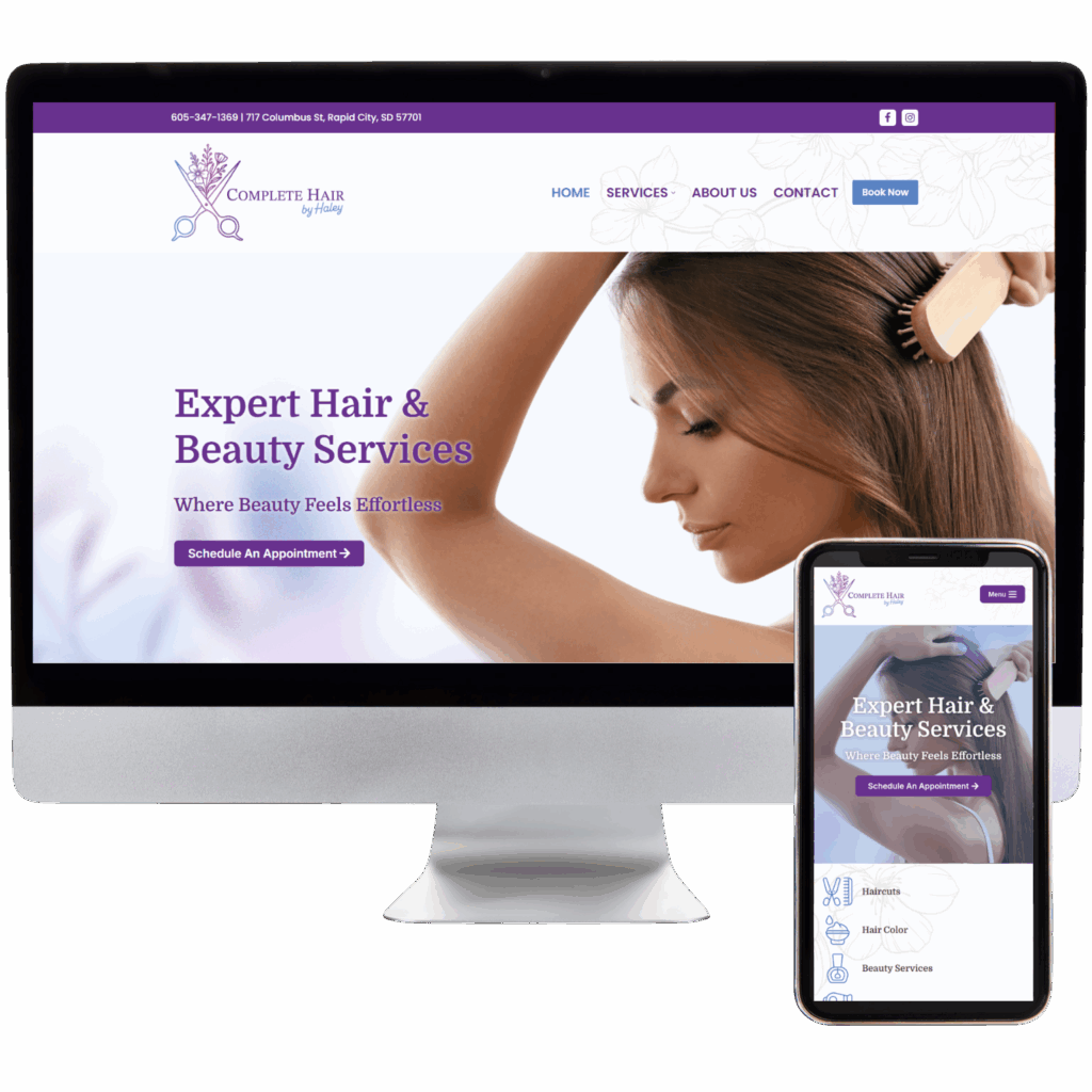 Complete Hair by Haley Website Design Sample