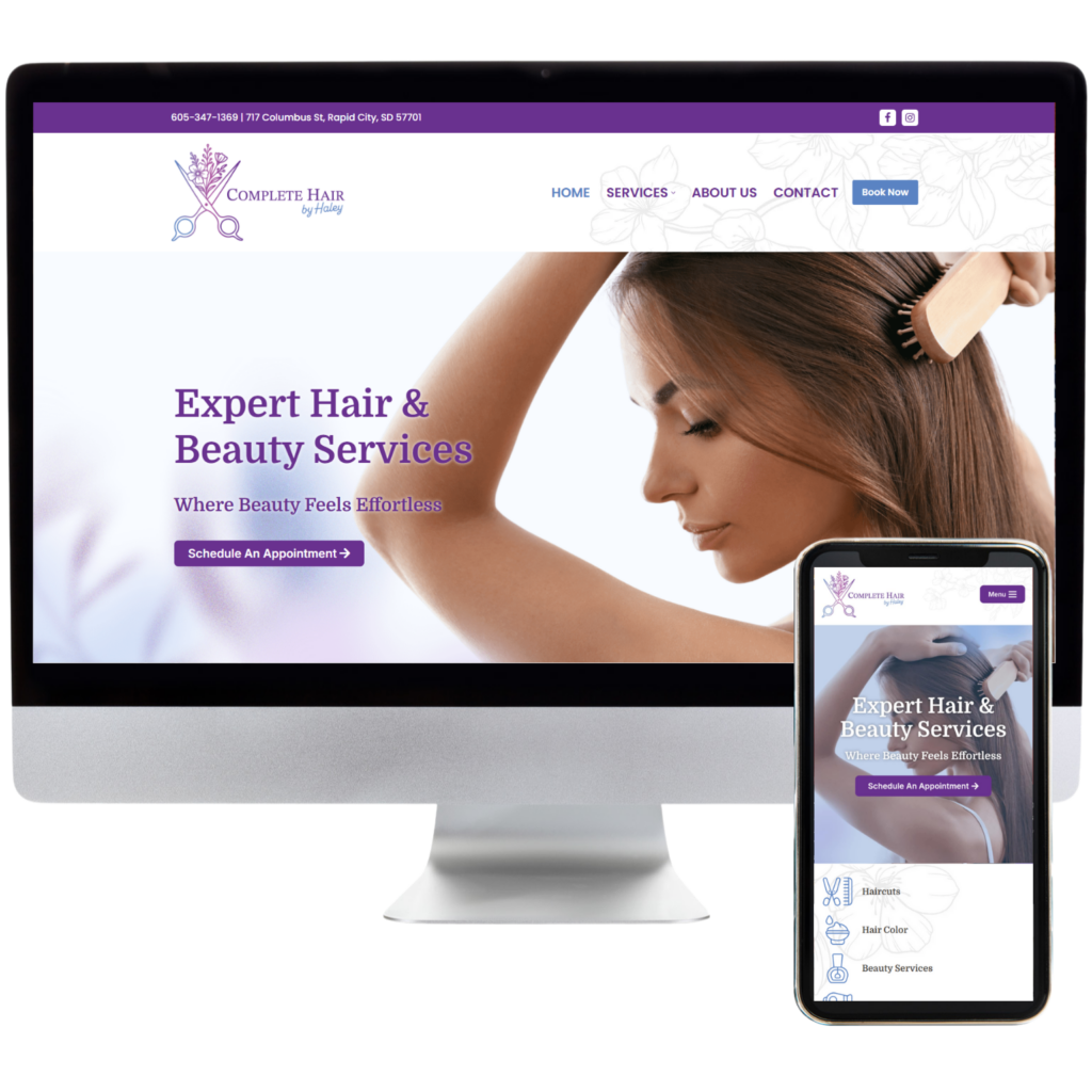 Complete Hair by Haley Website Design Sample