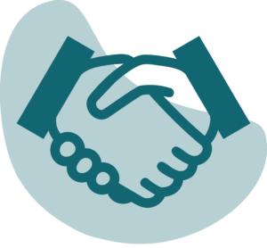 Illustration of hands shaking symbolizing trust between clients and Dot Marketing