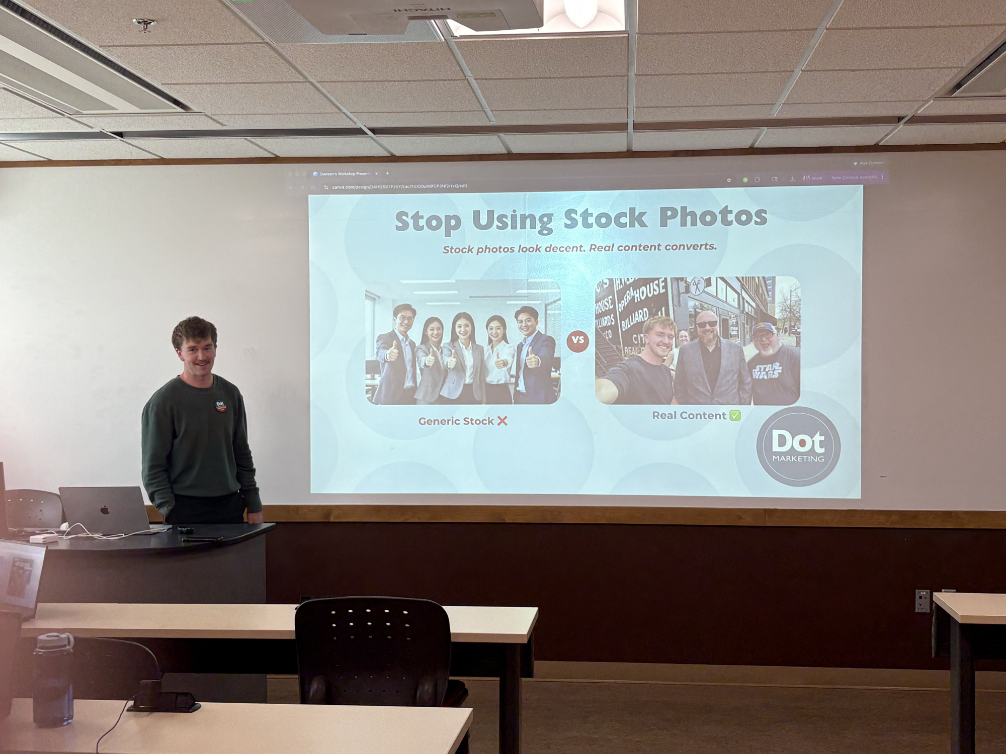 Dawson presenting on using real imagery