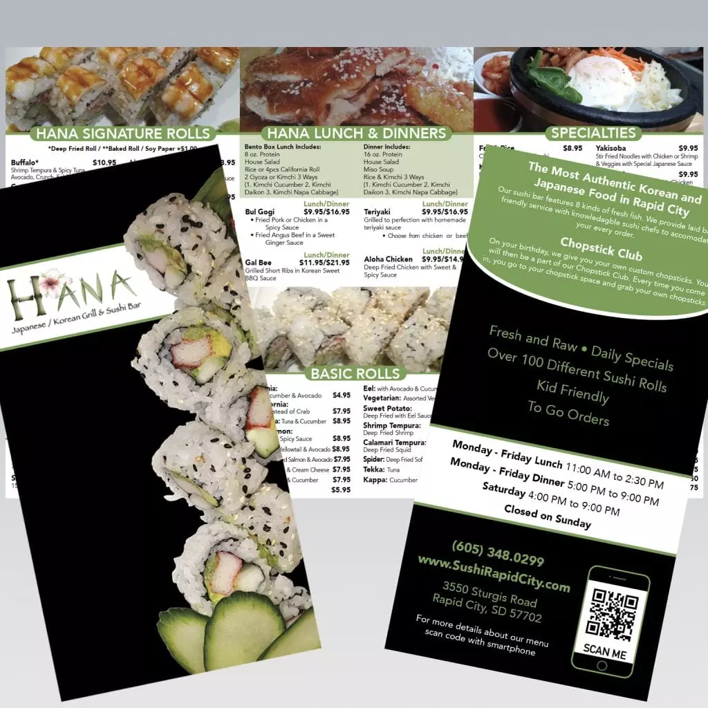 hana sushi restaurant menu