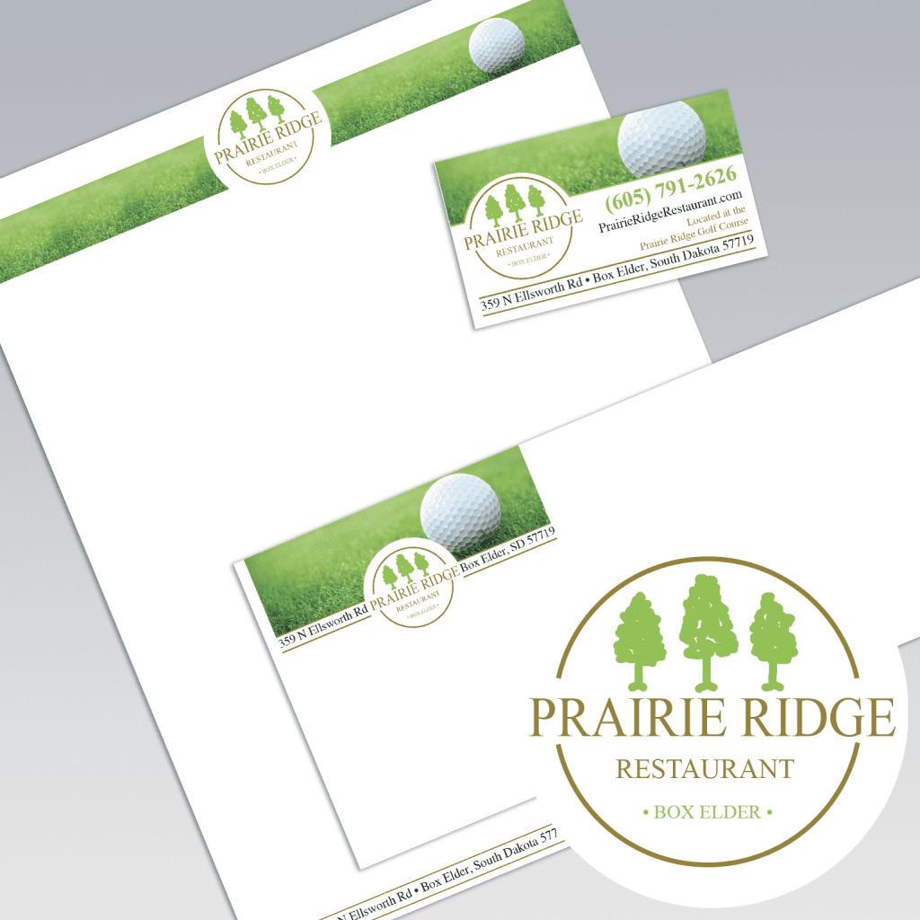 prairie ridge branding - business card, letterhead, envelope