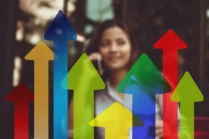 google colors displaying trend arrows