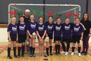 Dot Marketing sponsorship on jerseys for girls soccer team