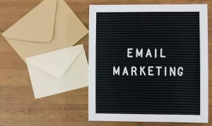 email marketing on black board