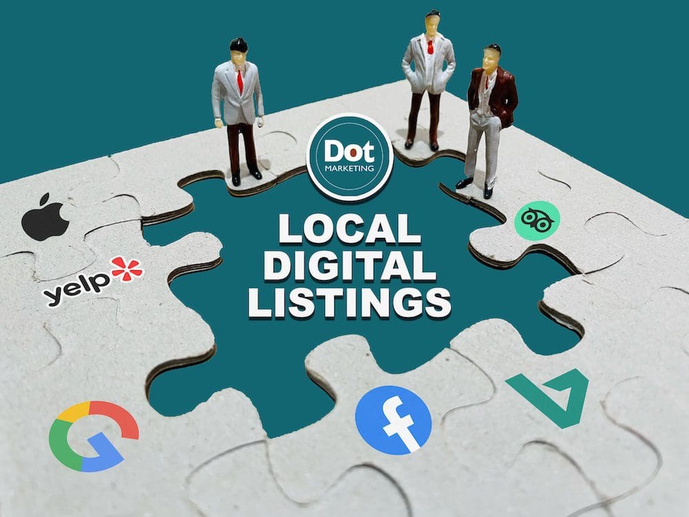 local digital listings text with tech company logos