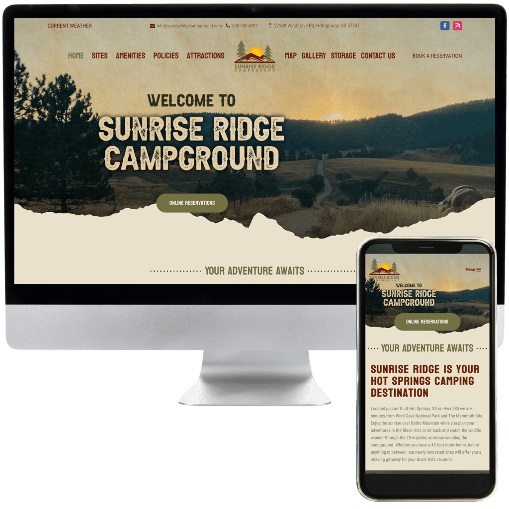 Sunrise Ridge Campground website design portfolio example