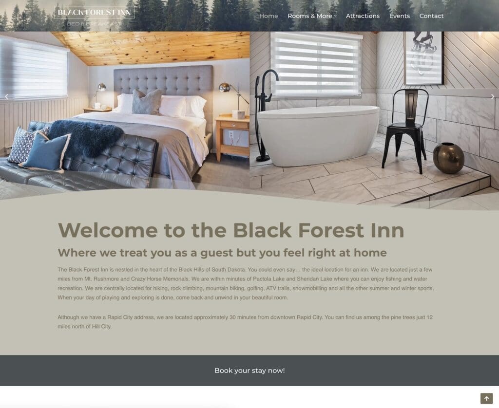 Black Forest Inn Bed & Breakfast website design Rapid City, SD