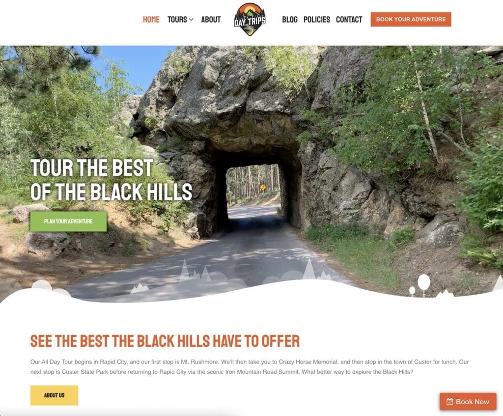 Black Hills Day Trips website design Rapid City, SD
