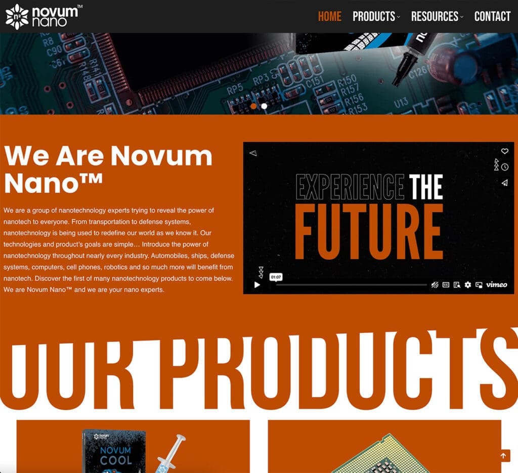 Novum Nano website design Rapid City, SD