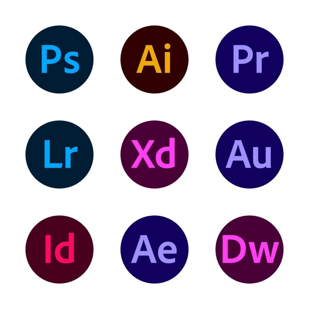 round adobe creative suite logos