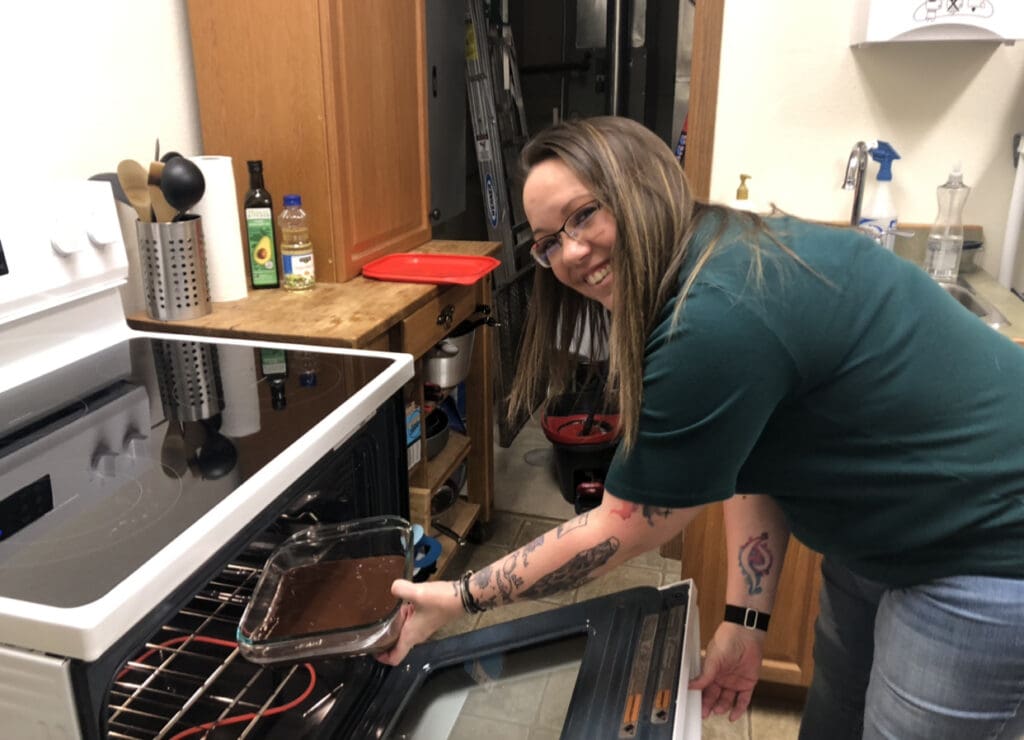 Trista baking treats to keep our minds focused in the afternoon!