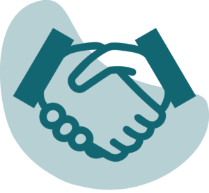 Illustration of hands shaking symbolizing trust between clients and Dot Marketing